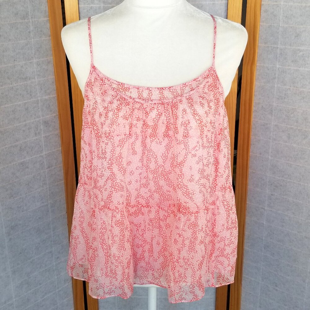 Diane von Furstenberg Baylee Smocked Floral Silk Tank Top Pink Size Medium